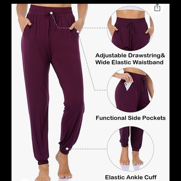 Maroon yoga lounge pants soft material - Picture 3 of 5